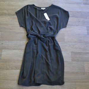 NWT Bobeau Studio B Charcoal Gray Wrap Dress Size Small